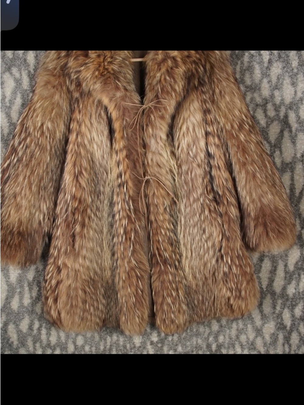Vintage Japanese Raccoon Fur Coat Jacket Womens Size M Brown Striped Tanuki 80s - Picture 5 of 15